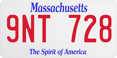 MA license plate 9NT728