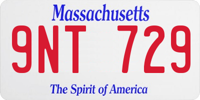MA license plate 9NT729