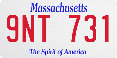 MA license plate 9NT731