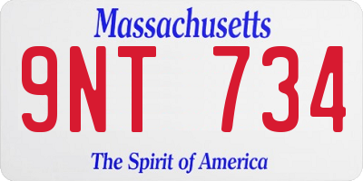 MA license plate 9NT734