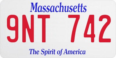 MA license plate 9NT742