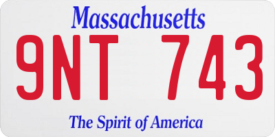 MA license plate 9NT743