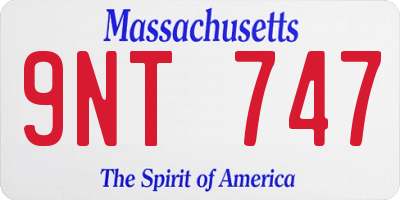 MA license plate 9NT747