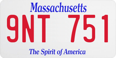 MA license plate 9NT751
