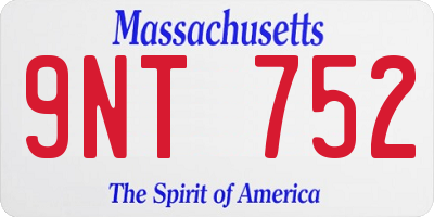 MA license plate 9NT752