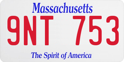 MA license plate 9NT753