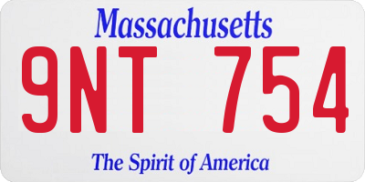 MA license plate 9NT754