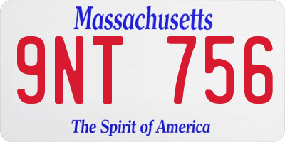 MA license plate 9NT756
