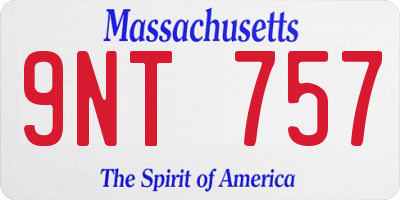 MA license plate 9NT757