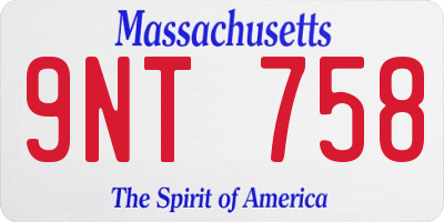 MA license plate 9NT758
