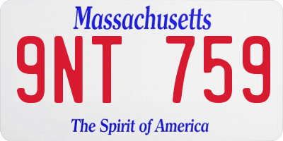 MA license plate 9NT759