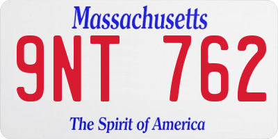 MA license plate 9NT762