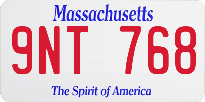 MA license plate 9NT768
