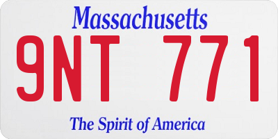 MA license plate 9NT771