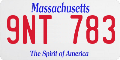 MA license plate 9NT783