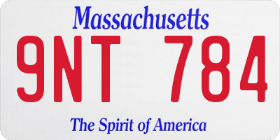 MA license plate 9NT784