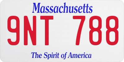 MA license plate 9NT788