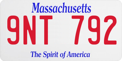 MA license plate 9NT792