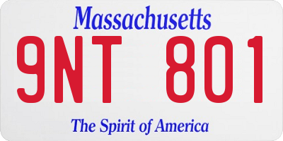 MA license plate 9NT801