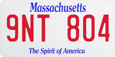 MA license plate 9NT804