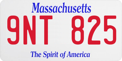 MA license plate 9NT825