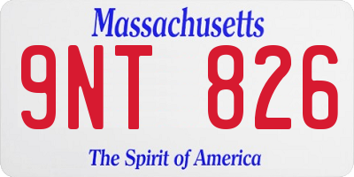 MA license plate 9NT826