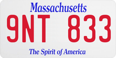 MA license plate 9NT833