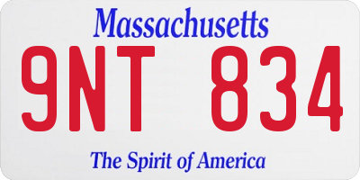 MA license plate 9NT834