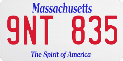 MA license plate 9NT835