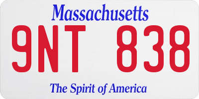 MA license plate 9NT838
