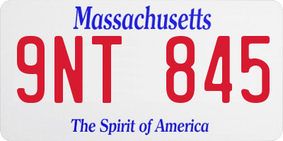 MA license plate 9NT845