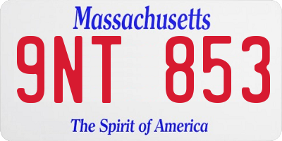 MA license plate 9NT853