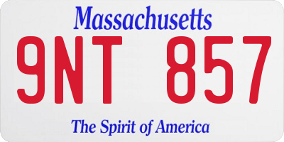 MA license plate 9NT857