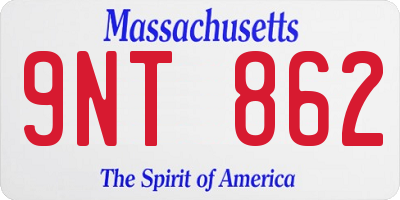 MA license plate 9NT862
