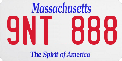 MA license plate 9NT888