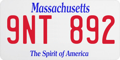 MA license plate 9NT892