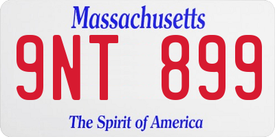 MA license plate 9NT899