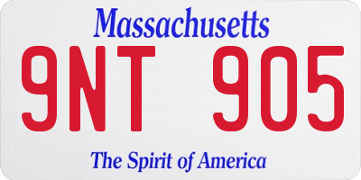 MA license plate 9NT905