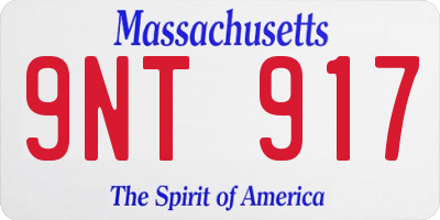 MA license plate 9NT917