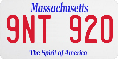MA license plate 9NT920