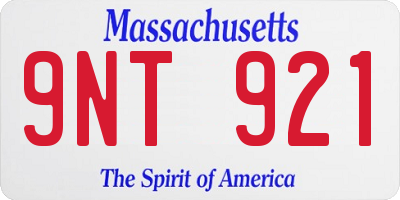 MA license plate 9NT921