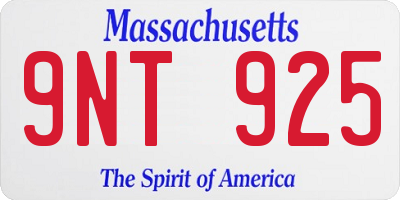 MA license plate 9NT925