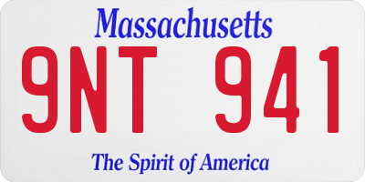 MA license plate 9NT941
