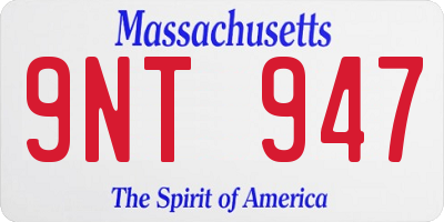 MA license plate 9NT947