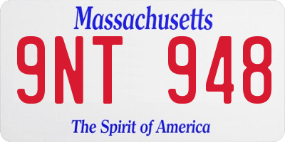 MA license plate 9NT948