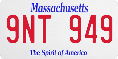 MA license plate 9NT949