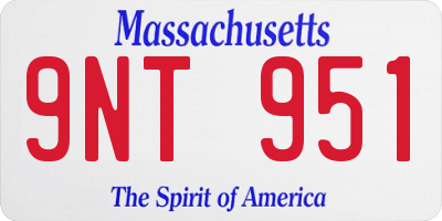 MA license plate 9NT951