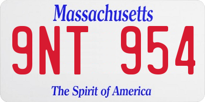 MA license plate 9NT954