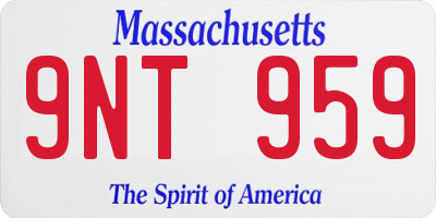 MA license plate 9NT959