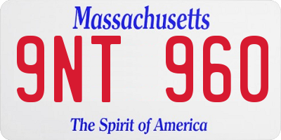 MA license plate 9NT960